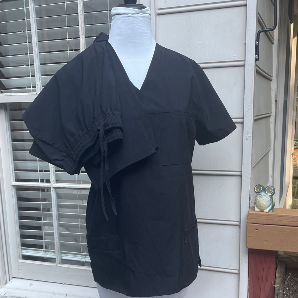 SCRUBAID 4-Way Stretch Scrub Set- Black, Size L